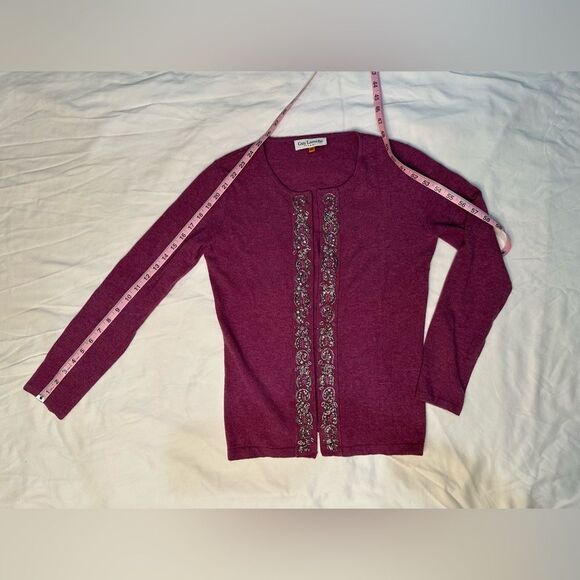 Guy Laroche Vintage Beaded Sweater Set Lambswool Angora Cashmere Purple Knit 40 - Picture 11 of 16